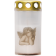 Set 20 candele albe 25 ore cu capac metalic pentru cimitir model ingeras 100 g Zniczplast